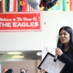 Counselor Claire Abe speaks at Counselor of the Year Ceremony.