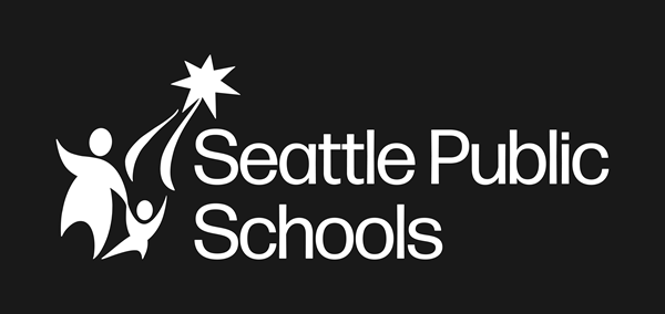 Seattle Public Schools logo white with black background