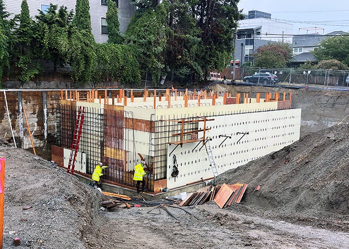 concrete forms below grade of a construction site