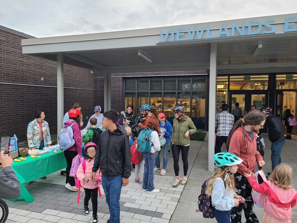 students and families outside of Viewlands Elementary.