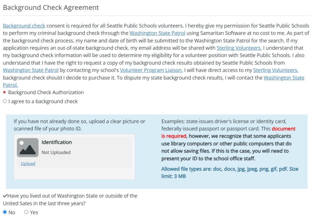 Screenshot instructing the volunteer to renew their background check renewal 