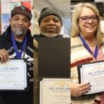 SPS All-Star Super Support Staff Award winners: Stacey D’Aberle, Hakeem Trotter, Carnell Sheppard, Tracie Twitchell, and Corey Sampson.