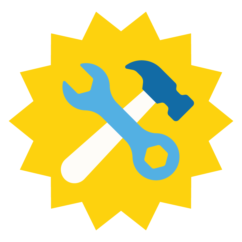 graphic of a hammer and a wrench, representing building improvements