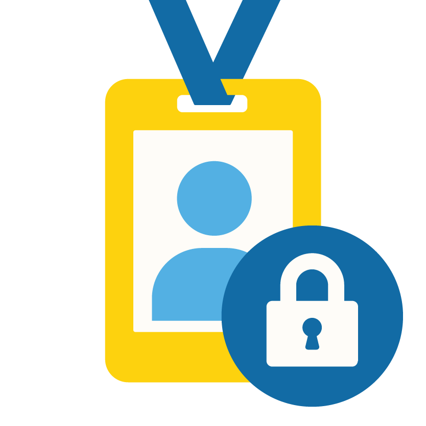 graphic of an ID security badge for accessing buildings