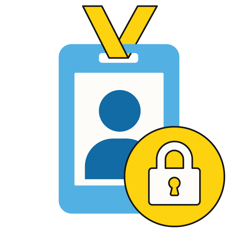 graphic of an ID security badge for accessing buildings