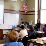 Miwa Casper, a 5th-grade Japanese immersion teacher at McDonald International explains a math problem to her class.