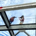 Students in the Pre-Apprenticeship program visit a Local 86 Ironworkers job site.