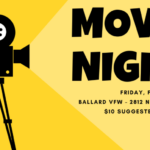 Movie Camera. Text Movie Night Fri Feb 28 at 7