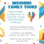 Picture of a Phoneix and the text HAWTHORNE ELEMENTARY IS HOSTING TOURS FOR INCOMING FAMILIES!