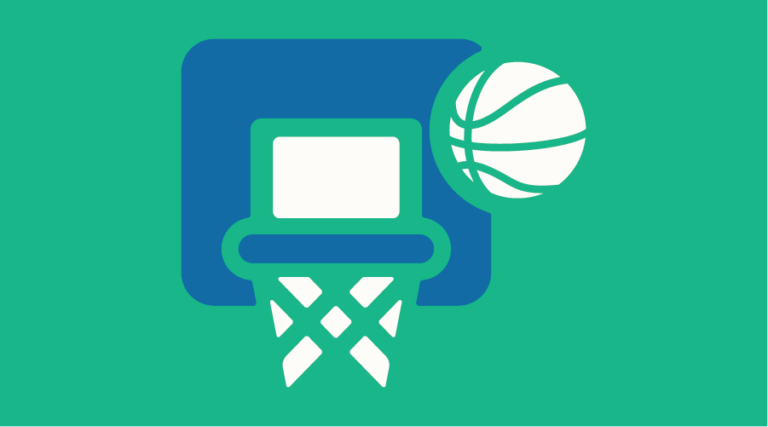 Graphic of a basketball and hoop