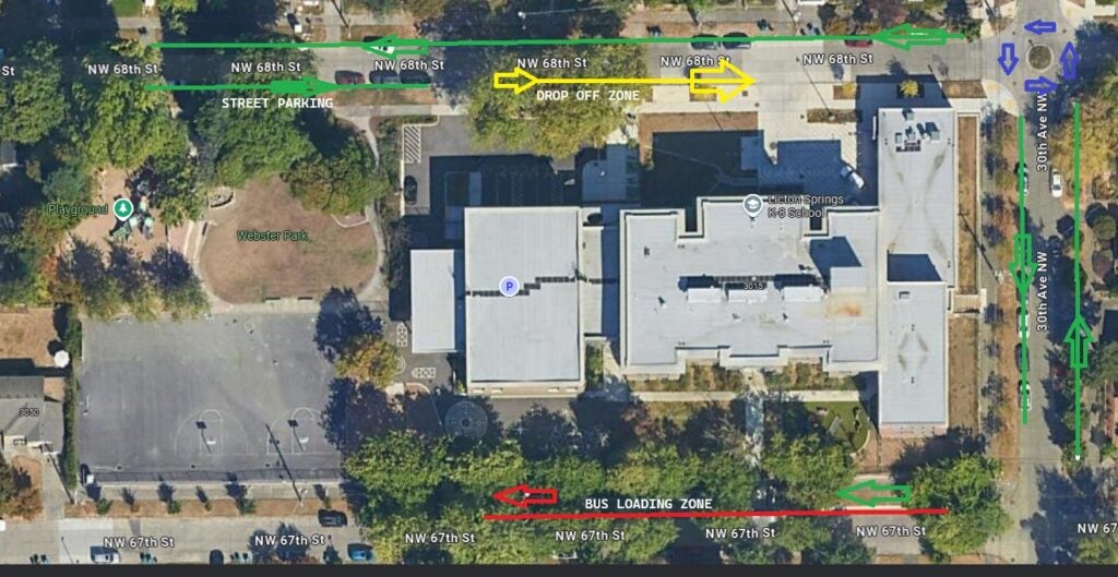 Parent drop off is along the south side of 68th street (heading east).
If you are parking and walking in with your child you may park on the north side of 68th street (heading west), or along 30th street.