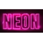 the word NEON glowing pink in neon light