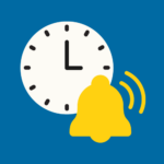 Graphic for bell times with a clock and bell