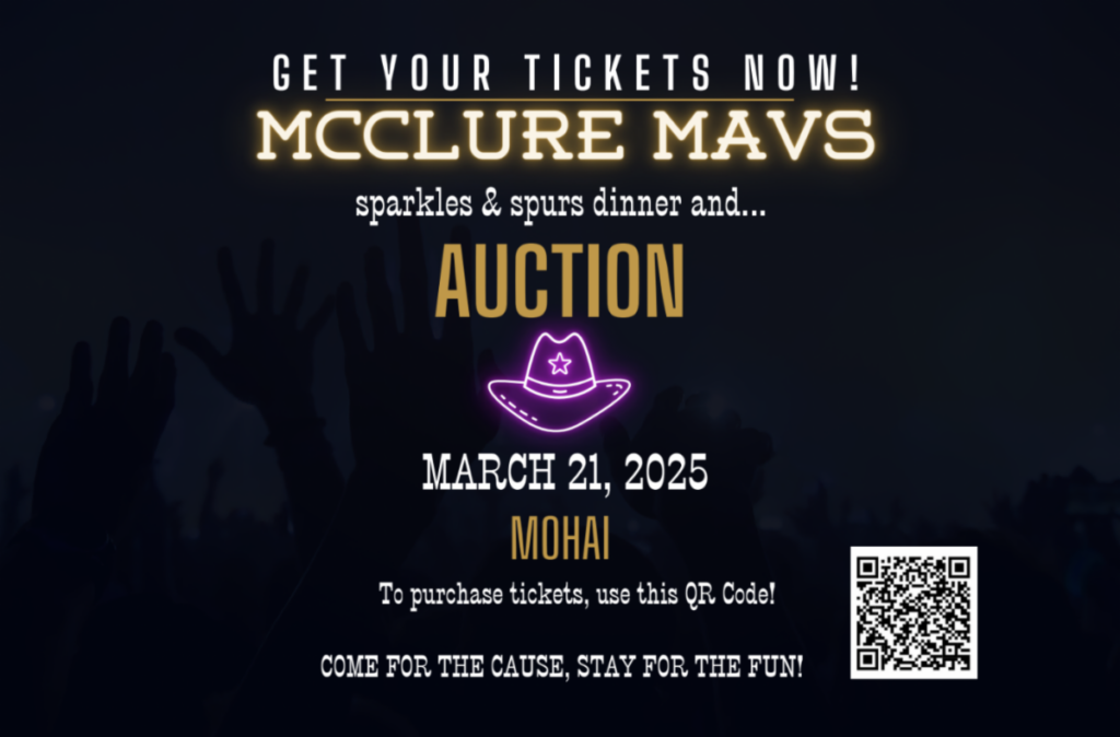 McClure Mavs sparkles and spurs dinner and auction. March 21, 2025 at MOHAI. To purchase: https://mccluremiddleschool.betterworld.org/events/mcclure-2025-sparkles-spurs-auction