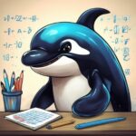 Cartoon Orca doing math