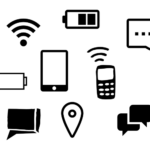 collage of cell phone related icons.