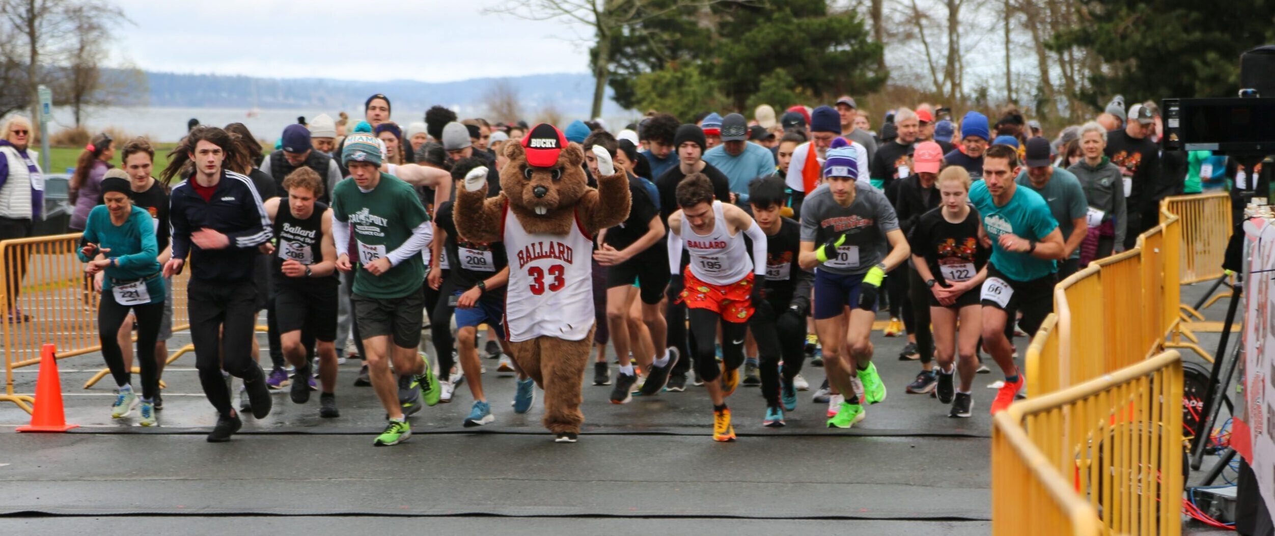 Running of the Beaver Race at the Starting Line with community and Bucky