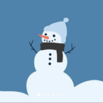 ASB Student promotion: Snowman on snow and snowflakes