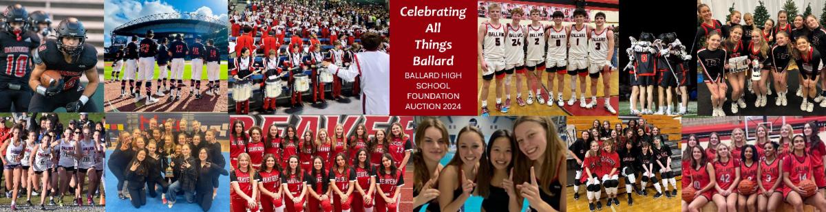 Ballard HS Foundation Auction 2024 Collage of students in Athletics, Arts, Cheer & Dance