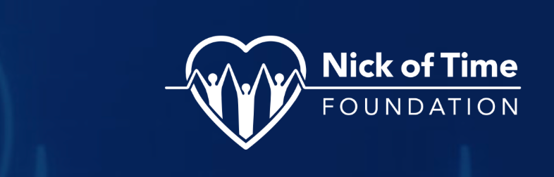 Nick of Time Logo with Heart and hands in air